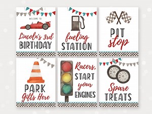 Editable Racing Party Sign Bundle, Instant Download Racing Birthday Party Signs, Set of Racing Signs, Printable Race Car Food and Favor Sign - Etsy