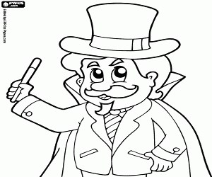 The magician in action coloring page printable game