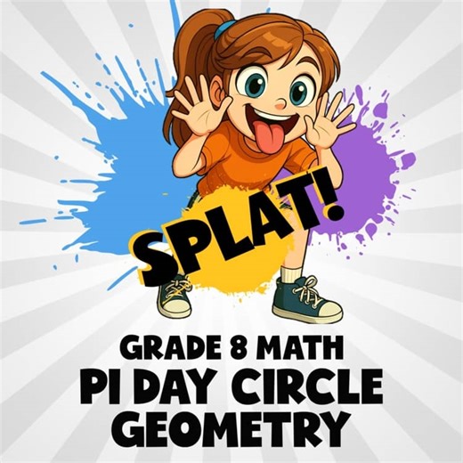 Pi Day Circle Geometry SPLAT! Math Game - No Prep Grade 8 Review