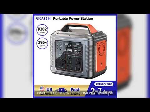 Portable Power Station, 300W 296Wh Solar Generator Quick Charge / 110V AC Outlets/DC Ports and LED F