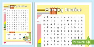 Morning Routine Word Search