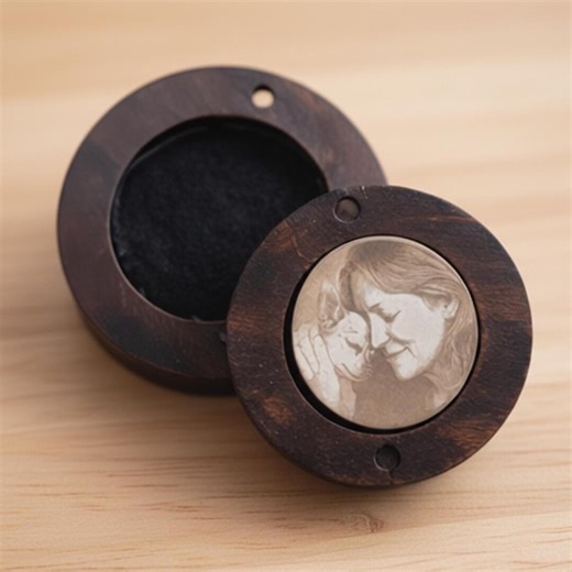 Magnetic Wooden Coin Box – Round Keepsake Case for 40mm Coin – Rustic Gift Box With Lid – Add-on Coin Holder – Laser Cut Wood - Etsy