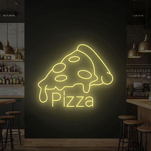 Pizza Slice LED Neon Sign | Minimal Pizza Neon Light, Restaurant Wall Decor - Etsy