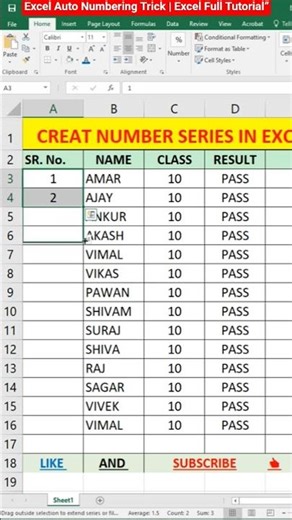Excel में Serial Number Series 5 सेकंड में बनाएं | Excel Auto Numbering Trick | Excel Full Tutorial