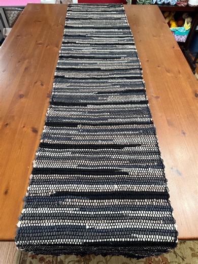 Handwoven Table Runner Using Upcycled Materials: Handcrafted in Black, Beige, Gray, Taupe - Etsy