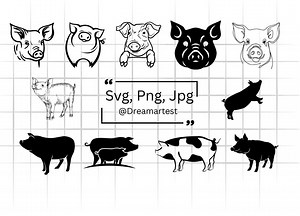 Pig SVG Bundle, Pig PNG Bundle, Pig Clipart, Pig SVG Cut Files for Cricut, Pig Face Svg, Pig Silhouette, Cute Pig Svg, Farm Animal Svg - Etsy Canada