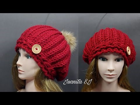 Como tejer una Boina muy FÁCIL paso a paso / Boina tejida a crochet / Gorro tejido para Mujer