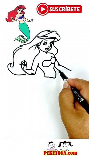 Dibujo de SIRENITA #sirenita #peces #mar #oceano #cartoon #aprenderadibujar #colorearparaniños