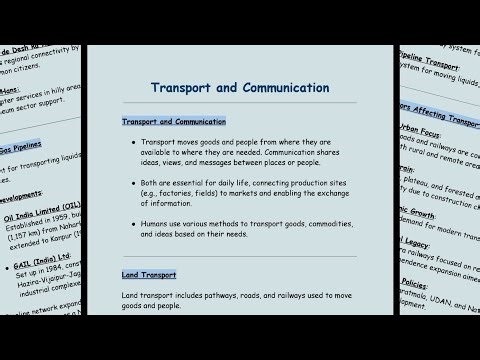 Notes of Transportation and Communication Class 12 | Geography | Class 12 | Notes