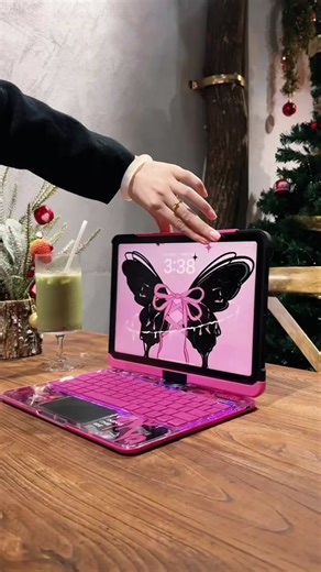 Unique Transparent Pink Keyboard for iPad Enthusiasts