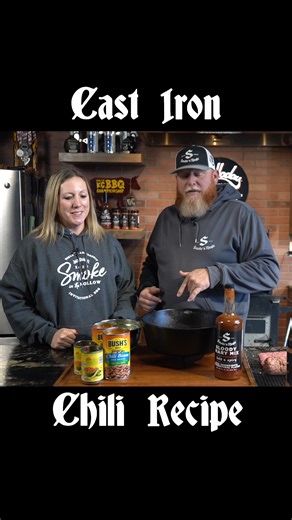 This recipe for our favorite chili couldn't be easier! Add all the ingredients into a cast iron, and enjoy in just a couple hours. | Smoke 'n Magic