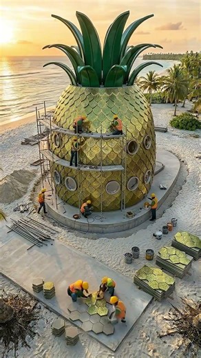 Empty Beach → Pineapple Mansion in 90 Days | Full Construction Timelapse