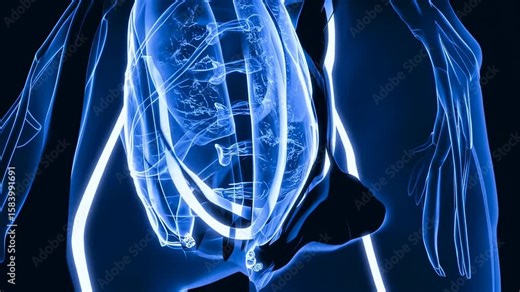 animated X-ray scan sweeping across human skeleton outline