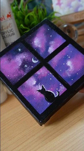 Moonlight Painting / Clouds /Window views 🪟 /Easy Acrylic painting/Short