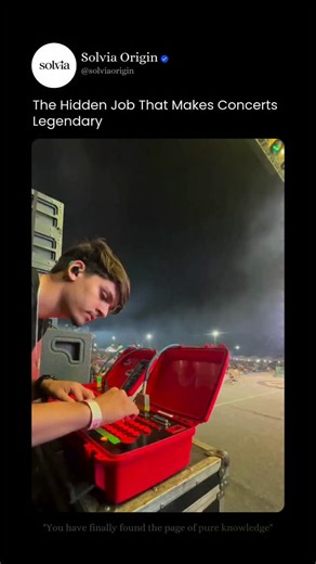 Solvia Origin on Instagram: "The person who “clicks the button” at concerts is a PYROTECHNICIAN 🔥🎆 - But here’s what most people don’t know… A concert pyrotechnician isn’t randomly triggering fireworks. Every flame, spark, and explosion is pre-engineered, programmed, and rehearsed long before the show starts. They design the entire fire sequence to match the music—down to milliseconds. Using professional show-control software, they build cues for flame throwers, spark fountains, concussion eff
