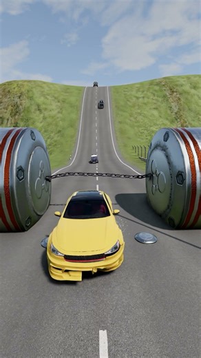 Military Truck Gets Destroyed by Chain Barrier #crashtest #beamngdrive #shorts