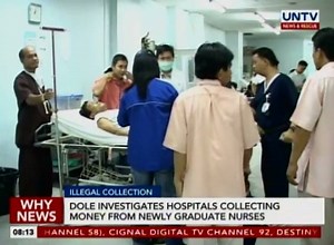 DOLE INVESTIGATES HOSPITALS for alleged VIOLATION OF THE LABOR CODE After ANG NARS exposed the practices of False Volunteerism and False Trainings to the DOLE, Labor Secretary Silvestre Bello III promptly created a group that will investigate the reports that thousands of graduate nurses are paying hospitals up to P10,000 and working for months without salaries under the guise of "training" to have a higher chance of being employed as a regular staff and obtain job experience. "May mga nurses di
