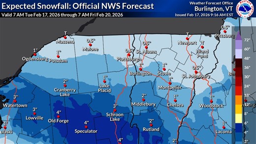 More snow coming in Vermont tomorrow. How many inches to expect
