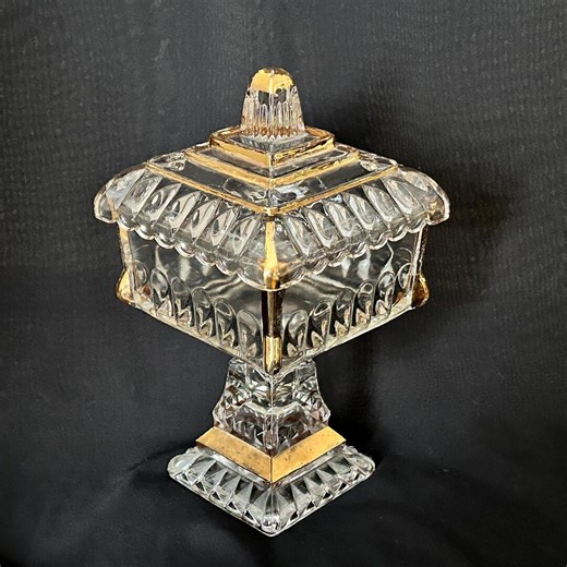 Vintage Jeannette Glass Wedding Box Lidded Pedestal Candy Dish - Etsy