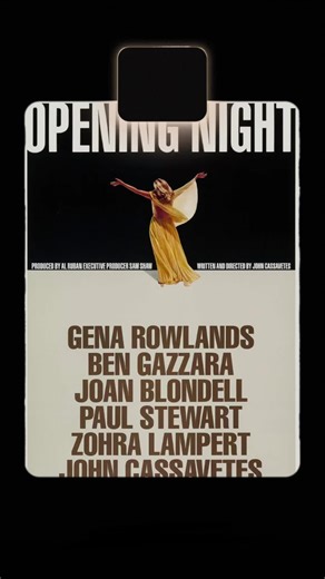 Opening Night, 1977 THE SHOW MUST GO ON.. Actress Myrtle Gordon is a functioning alcoholic who is a few days from the opening night of her latest play, concerning a woman distraught about aging. One night a car kills one of Myrtle's fans who is chasing her limousine in an attempt to get the star's attention. Myrtle internalizes the accident and goes on a spiritual quest, but fails to finds the answers she is after. As opening night inches closer and closer, fragile Myrtle must find a way to make