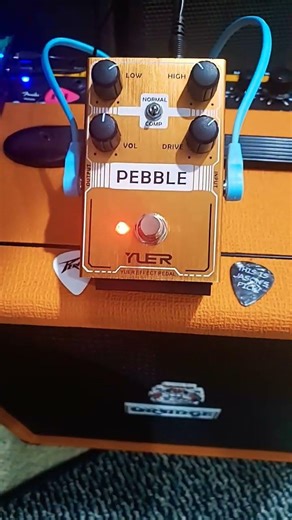 Bass into Overdrive into the FX Loop of the Orange.