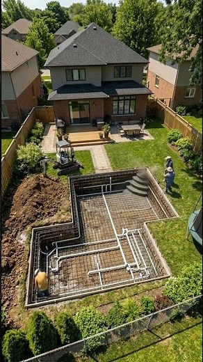 Swimming pool construction timelapse → Yard Transformation