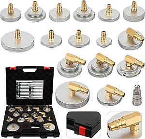 17PCS Brake Bleeder Adapter Kit Master Cylinder Bleeder Kit with Quick Connector Copper Brake Bleeder Adapter Set Compatible for BMW Benz Ford Tesla Honda Toyota VW Lexus