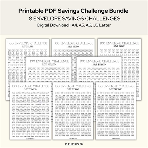 100 Envelope Challenge Printable: Savings Tracker, Budget Binder (PDF Download) - Etsy
