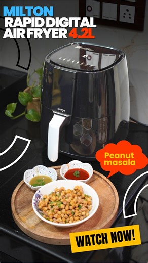 Lavish , Advik & Mumma on Instagram: "✨ Say hello to smarter, healthier cooking with the Milton Rapid Digital Air Fryer 4.2L, 1450W 💚 From crispy fries to juicy snacks and perfectly grilled meals, enjoy all your favourites with up to 90% less oil, powered by 360° High-Speed Air Circulation. Cooking is effortless with 8 preset menus, a sleek touch control panel, and a clear digital display—designed to make every meal quick, smart, and delicious. 🔥🙌 For added peace of mind, the Auto Shut-Off fe