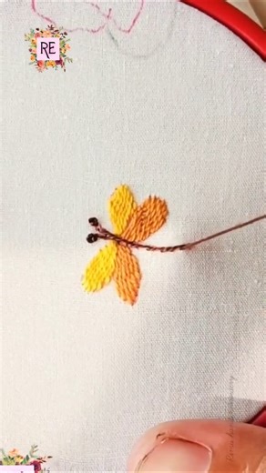 Hand embroidery dragonfly, embroidery butterfly on baby dress #embroidery #explore #foryou #shorts