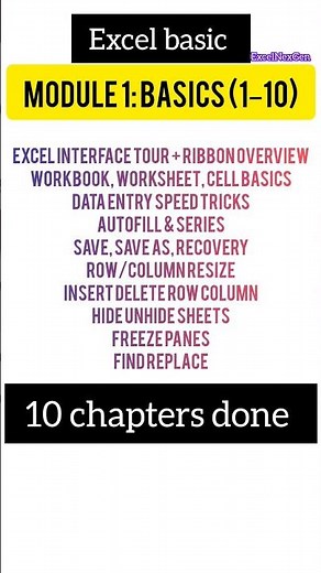 Module 1 Completed | Microsoft Excel Basics for Beginners ✅