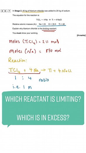 Limiting reactants #gcsechemistryrevision #chemistryisfun #gcsechemistry #chemistrygcse #alevelchemistry #chemistryalevel #chemistry #learnchemistry
