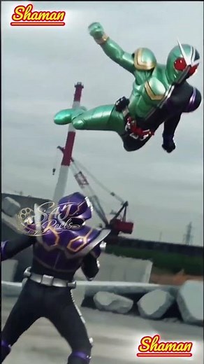 Kamen Rider W and Kamen Rider Faiz Accel battle against Kamen Rider Ouja and Ryuga