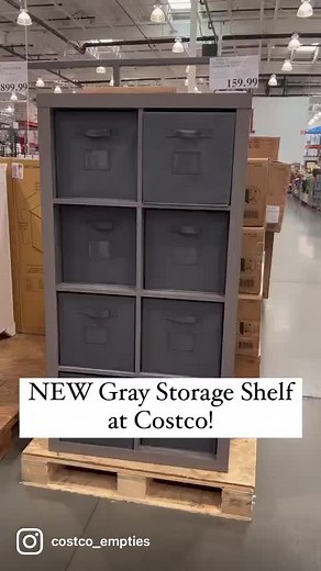 NEW Gray Storage Shelf @costco This shelf has 8 divided sections with bins, and can be used vertically or horizontally! $159.99 #costco_empties #costco #costcofinds #storage #storagesolutions #storageshelf #roomdivider #fyp #foryou