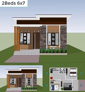 Small House Plan 6x7 Meter 2 Bed 1 bath | Just 4you
