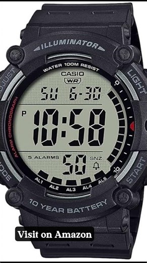 Casio Illuminator AE1500WH Series | 10-Year Battery | LED Backlight | 5-Alarms | 1/100 Sec Stopwatch