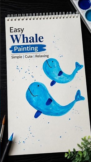 Easy Whale Painting 🐋 | Cute Watercolor Whale Art Tutorial #ytshorts #painting