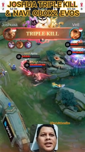 JOSHUA TRIPLE KILL & OBOK2 EVOS ‼️NAVI VS EVOS GAME 2 MPL ID S18#mlbb#shorts#viral#trending#fyp