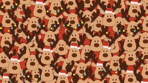 Can you spot Rudolph and his red nose among the other reindeer in 20 seconds?