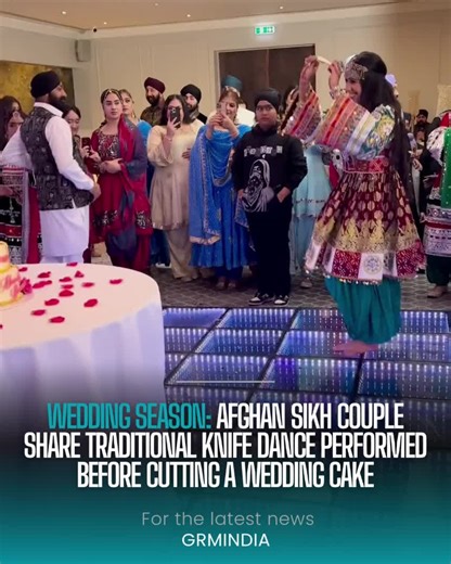 An Afghan-Sikh wedding reception has gone viral as they have showcased a 'traditional knife' dancer which is performed prior to a cake cutting ceremony whereby the groom has to pay to get a knife to cut the wedding knife. #AfghanSikh #SikhWedding