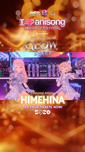 #AFASG25 HIMEHINA is most celebrated for their original musical compositions -- don't miss out! 🎵 Catch them at I LOVE ANISONG Music Festival, Sponsored by Crunchyroll! 🎟️ Concert tickets* now available! *Excludes booking fees 🔗 https://animefestival.asia/afasg25/concert/ 🕓 Doors Open 6:00 PM / Show Starts 7:00 PM 🪐Explore Japan pop culture. from now into moments beyond, at AFA Singapore 2025! Anime Festival Asia Singapore 2025 📅 28 - 30 November 2025 📍Suntec Singapore Convention & Exhibi
