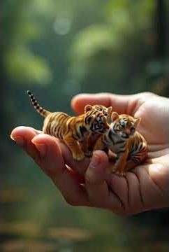 3 Tiny Tigers Held by a Finger 🐯💛 | Adorable Mini Tigers in 4K