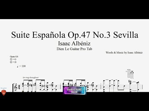 Suite Española Op.47 No.3 Sevilla by Isaac Albéniz with Guitar Tutorial TABs