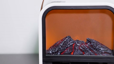 Portable Mini Electric Fireplace Heater,Small Room Space Heaters for Indoor Use with 3D Flames,PTC Ceramic Heater, Desk Space Heater for Bedroom,Bathroom and Office Quiet Small(White)