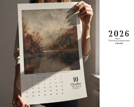 LARGE 2026 WALL Calendar, Moody Vintage Landscapes Calendar, 11x17, Baltic Birch Hanger - Etsy