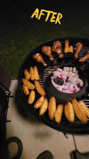 Vortex grilled chicken and potato wedges on the Weber Kettle #bbq #weber #potatosnacks #pitbullbbq