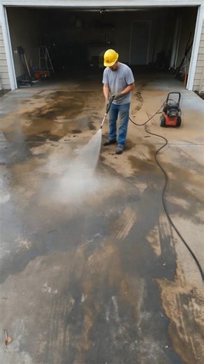 Dirty Garage Floor Cleaning 🚿 | Satisfying Pressure Wash Transformation✨#satisfying