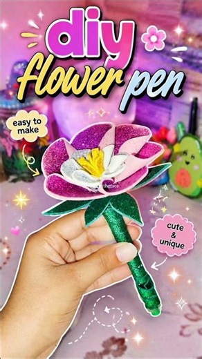 Diy flower pen🌷 #shortsfeed #viraldiy #learnwithgrace #trending #fyp #flowers #explore #craftideas