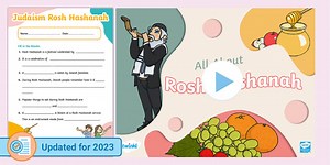 Judaism Rosh Hashanah Information PowerPoint and Worksheet