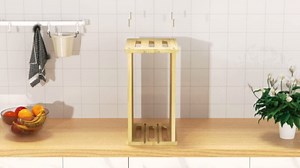 4 Tier Wooden Tray Dividers for Cabinets, Kitchen Vertical Baking Sheet Organizer, Storing Pans, Baking Trays, Cutting Board